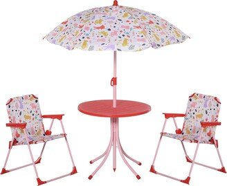 Kids Foldable Picnic Table and Chair w/ Removable Adjustable Umbrella