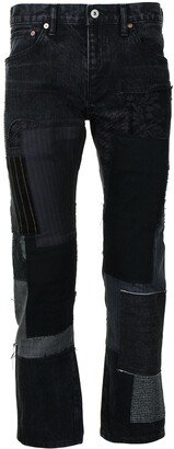 Patchwork-Design Cropped Jeans