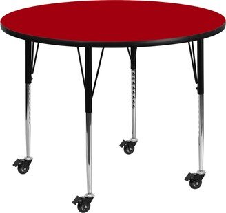 Lancaster Home Mobile 42'' Round Thermal Laminate Activity Table - Adjustable Legs
