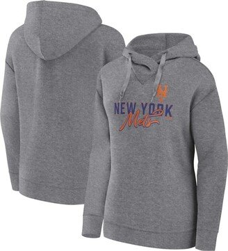 Women's Heather Gray New York Mets Plus Size Pullover Hoodie