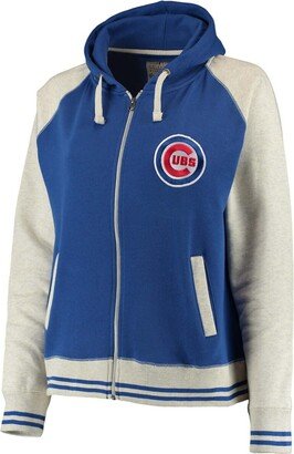 Soft As A Grape Women's Plus Size Royal Chicago Cubs Varsity Raglan Full-Zip Hoodie