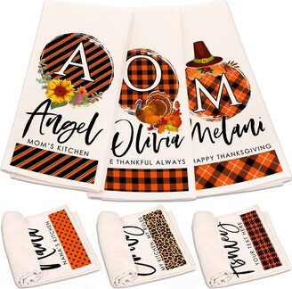 Personalized Thanksgiving Tea Towel W/Name For Kitchen Décor Customized Fall Dish/Hand Gifts Drying Custom Pumpkin Turkey Design