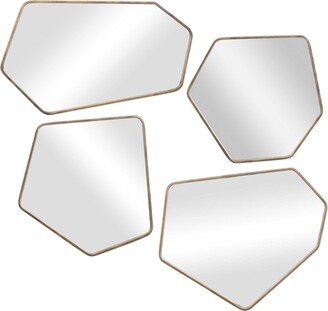 Contemporary Home Living Set of 4 Gold and Clear Contemporary Wall Mirror 20