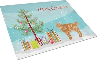 CK4640LCB Kurilian Bobtail Cat Merry Christmas Glass Cutting Board