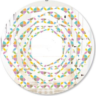 Designart 'Retro Geometric Design VIII' Printed Modern Round or Oval Wall Mirror - Whirl
