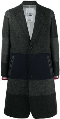 Horizontal-Stripe Single-Breasted Coat