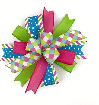 Colorful Bow For Wreaths Lanterns & Mailboxes, Outdoor Front Door Hanger, Decorative Wreath Embellishment Accessory