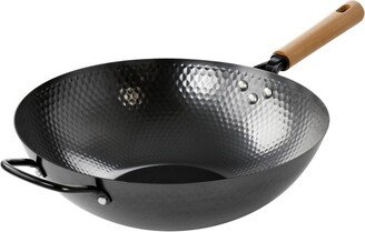 Bressler 13.5in Nonstick Carbon Steel Wok with Wooden Handle