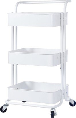 EDWINRAYLLC 3-Tier Rolling Storage Utility Cart with Wheels and Handle, Multi-Functional Storage Trolley for Office School Kitchen