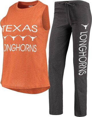 Concepts Sport Women's Texas Orange, Charcoal Texas Longhorns Team Tank Top and Pants Sleep Set - Texas Orange, Charcoal