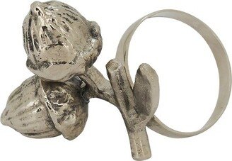 Saro Lifestyle Saro Lifestyle Table Napkin Rings With Acorn Design (Set of 4), Silver,