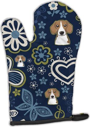 Blue Flowers Beagle Oven Mitt