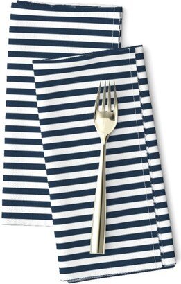 Nautical Stripe Dinner Napkins | Set Of 2 - Smaller Navy White By Kristeninstitches Dark Blue Coastal Cloth Spoonflower