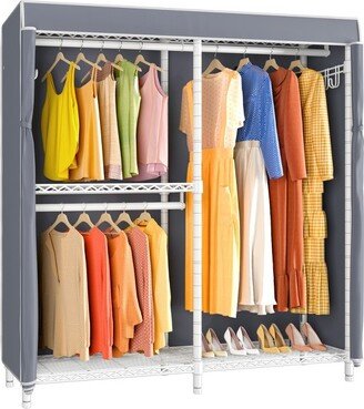 VIPEK V4C Garment Rack with Cover Heavy Duty Covered Clothes Rack, White Metal Closet Rack with Gray Cover