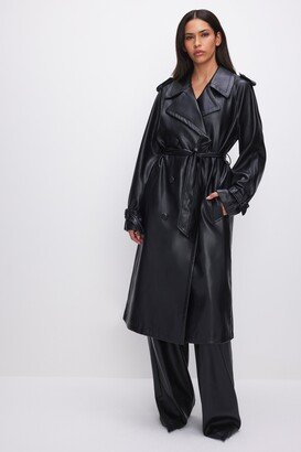 Faux Leather Trench Coat