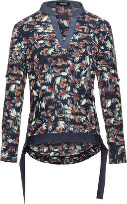 Smart and Joy Leaves Print V-Neck Blouse