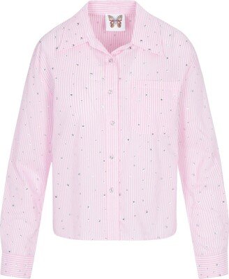 Gidget Sparkle Rhinestone Blouse - Pink Stripe