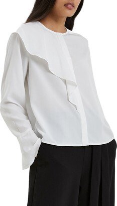 Asymmetric Ruffle Crepe Blouse