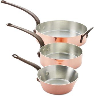 Duparquet Copper Cookware Solid Copper Tin-Lined Pans, Set of 3