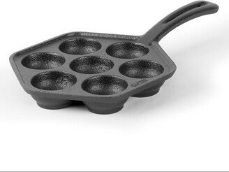 Commercial Chef Cast Iron Danish Aebleskiver Pan, Preseasoned Cast Iron Cookware for Pancake Puffs, Makes 7 Pancake Balls