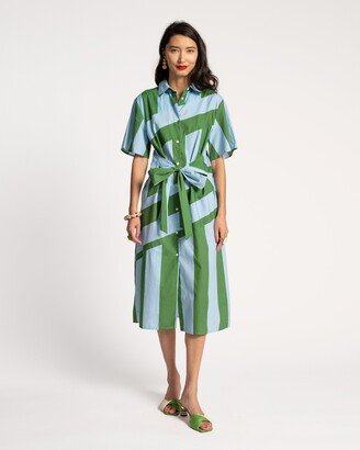 Amanda Shirtdress Stripe Green Light Blue