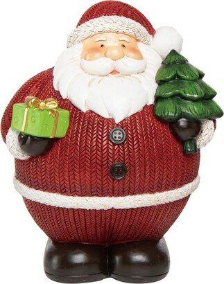 Resin 6.4 in. Red Christmas Knit Suit Santa Figurine