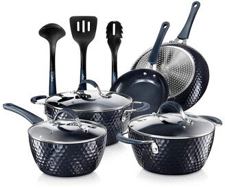 Kitchenware Pots & Pans - Stylish Kitchen Cookware Set With Elegant Diamond Pattern, Non-Stick (11-Piece Set)