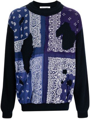 Paisley-Print Crew Neck Sweatshirt