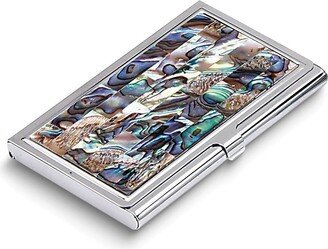 Curata Silver-Tone Abalone Inlay Business Card Holder