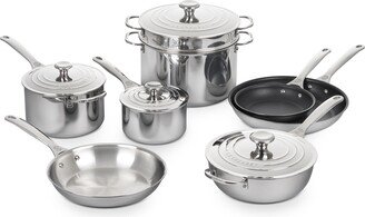 Mirror-Finish Stainless Steel 12-Pc. Cookware Set