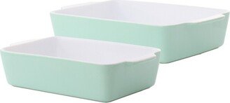 Everyday 2 Piece Rectangular Stoneware Large and Medium Baker Set in Mint