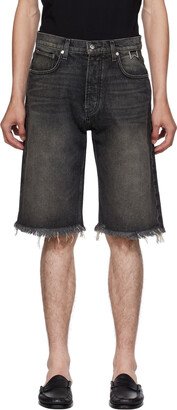 Black Frayed Denim Shorts