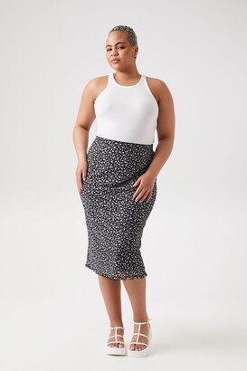 Plus Size Ditsy Floral Midi Skirt