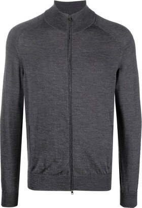 Virgin Wool Zip-Fastening Cardigan