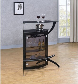 Furniture Dallas Smoked and Black 3-Bottle Wine Rack Bar Unit