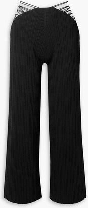 Abela cropped cutout ribbed-knit straight-leg pants