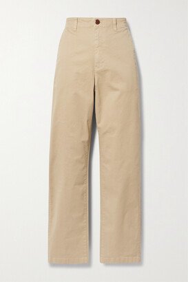 Cotton-blend Twill Straight-leg Pants - Neutrals