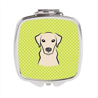 BB1284SCM Checkerboard Lime Green Yellow Labrador Compact Mirror, 2.75 x 3 x .3 In.