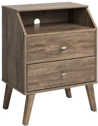 Milo Mid Century Modern 2 Drawer Nightstand with Angled Top