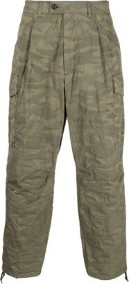 Camouflage-Jacquard Cropped Cargo Trousers