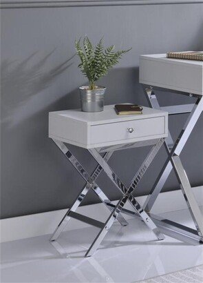 TiramisuBes White & Chrome Side Table-16L x 12W