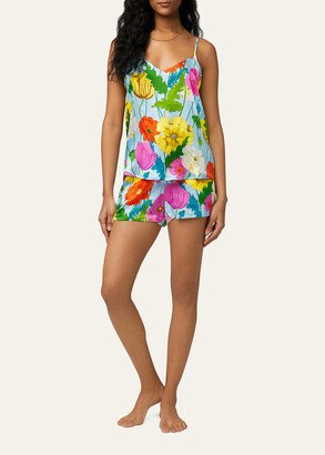 Trina Turk x Bedhead Pajamas Floral-Print Satin Cami and Boxer Pajama Set