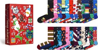 Assorted 24-Pack Crew Socks Advent Calendar Gift Set