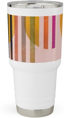 Travel Mugs: Abstract Cali Sunset - Multi Travel Tumbler, 30Oz, Multicolor
