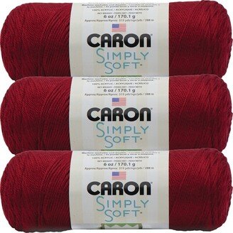 Simply Soft Autumn Red Yarn 3 Pack of 170g/6oz Acrylic 4 Medium (Worsted) - 315 Yards Knitting/Crochet