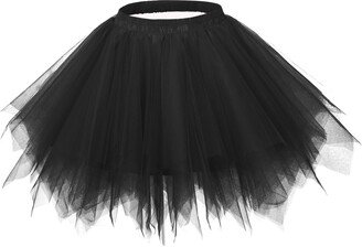 Ellames Women's Vintage 1950s Tutu Petticoat Ballet Bubble Dance Skirt Black M