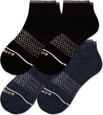 Women's Merino Wool Blend Quarter Sock 4-Pack - Navy Black - Large