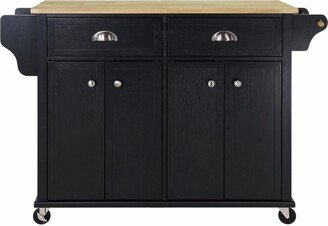 BEYONDHOME Cambridge Natural Wood Top Kitchen Island with Storage