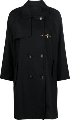 Double-Breasted Cotton-Linen Blend Trench Coat