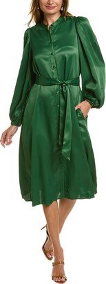 Satin Midi Shirt Dress-AA